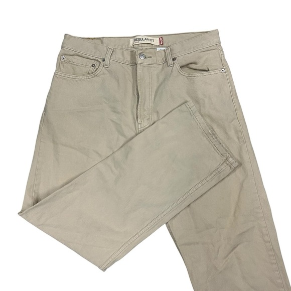 Levis 505 Regular Fit Jeans‎ Men's 36X32 Tan Denim Original Riveted (Stain) - Picture 1 of 10